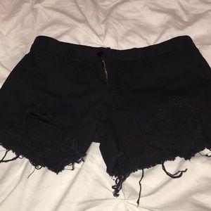 SHEIN black ripped shorts